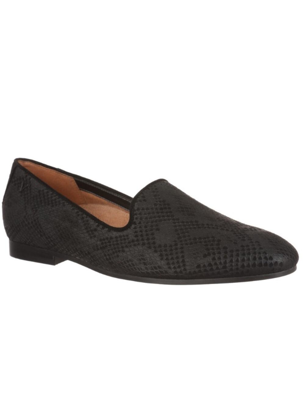 Vionic Willa II Black Leather Flat Snake Textured Slip-On Loafer size 9.5